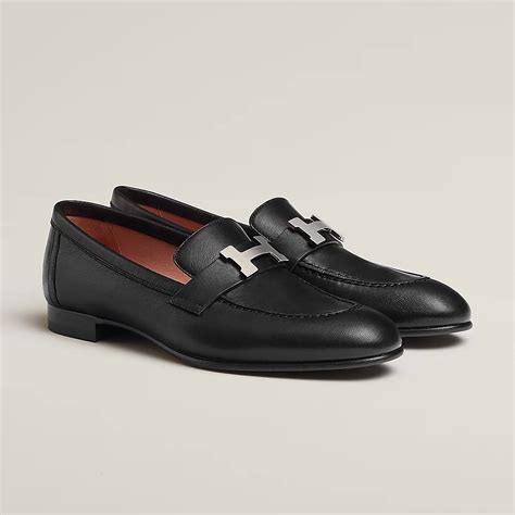 hermes black loafers.